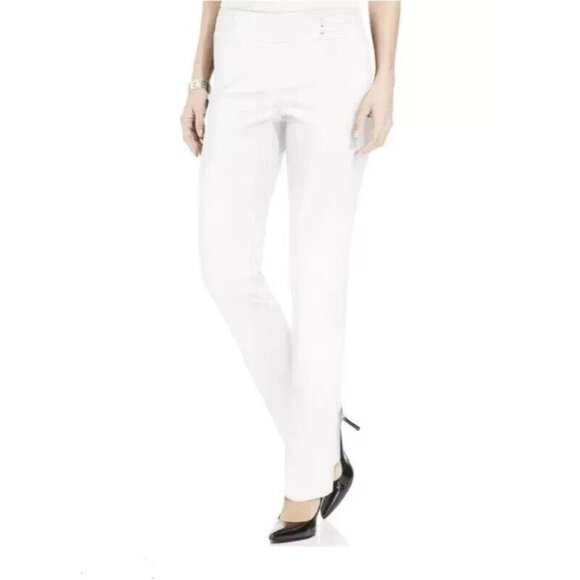 JM Collection Womens Petite Size PL White Studded Straight-leg Pull-on PM166AFA - Picture 1 of 3